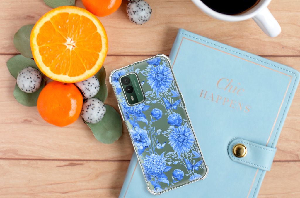 Case voor Nokia XR21 Flowers Blue B2C Telecom
