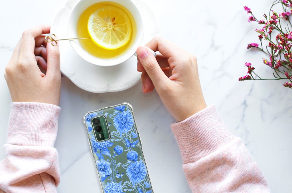 Case voor Nokia XR21 Flowers Blue B2C Telecom