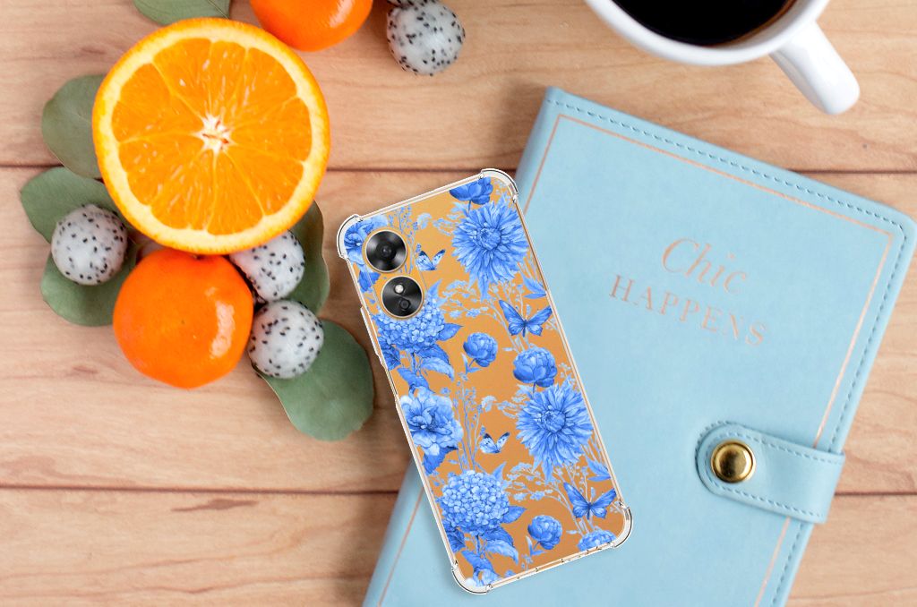 Case voor OPPO A17 Flowers Blue B2C Telecom