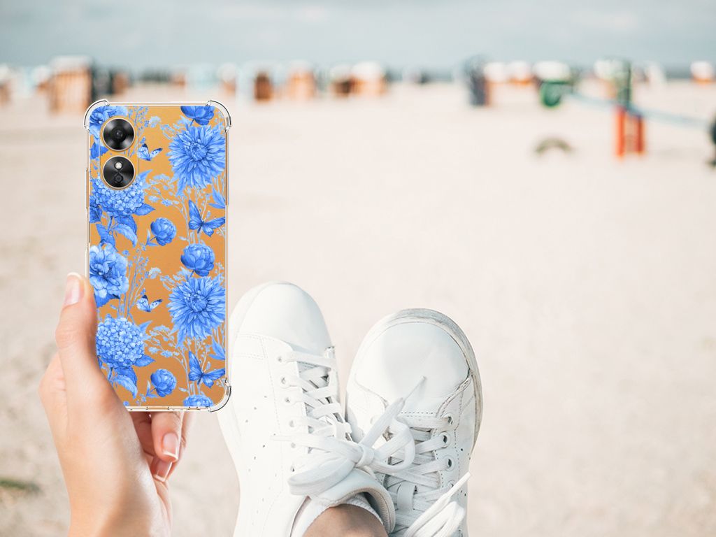 Case voor OPPO A17 Flowers Blue B2C Telecom