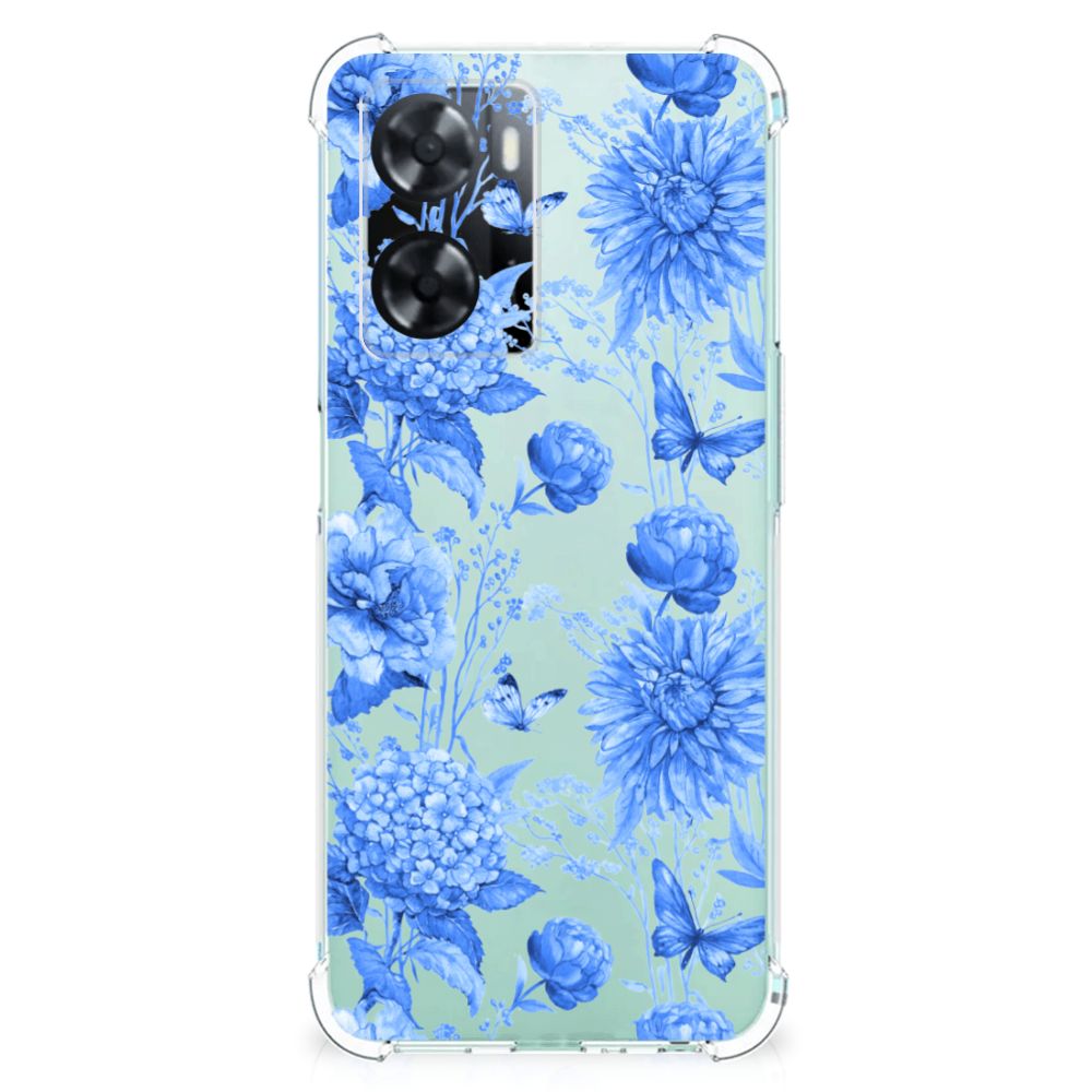Case voor OPPO A57 A57s A77 4G Flowers Blue bloemenachtig ontwerp achterkant