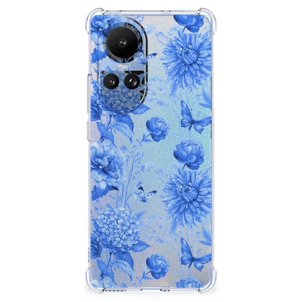 OPPO Reno10 10 Pro Case voor OPPO Reno10 10 Pro Flowers Blue aanzicht