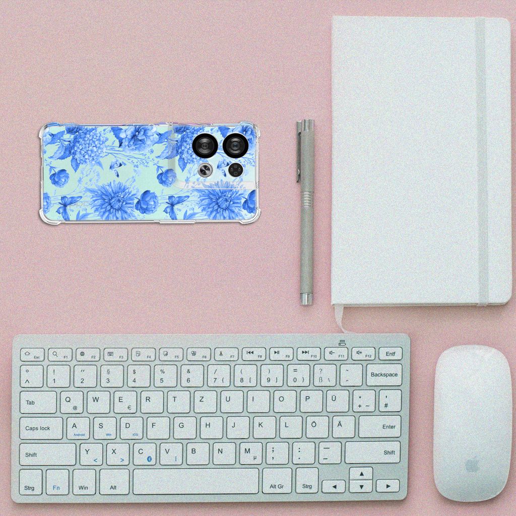 Case voor OPPO Reno8 Flowers Blue B2C Telecom