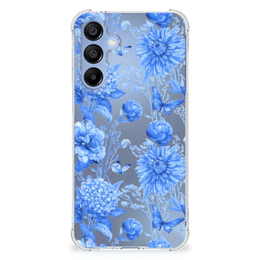 Samsung Galaxy A16 Case voor Samsung Galaxy A16 Flowers Blue achterzijde