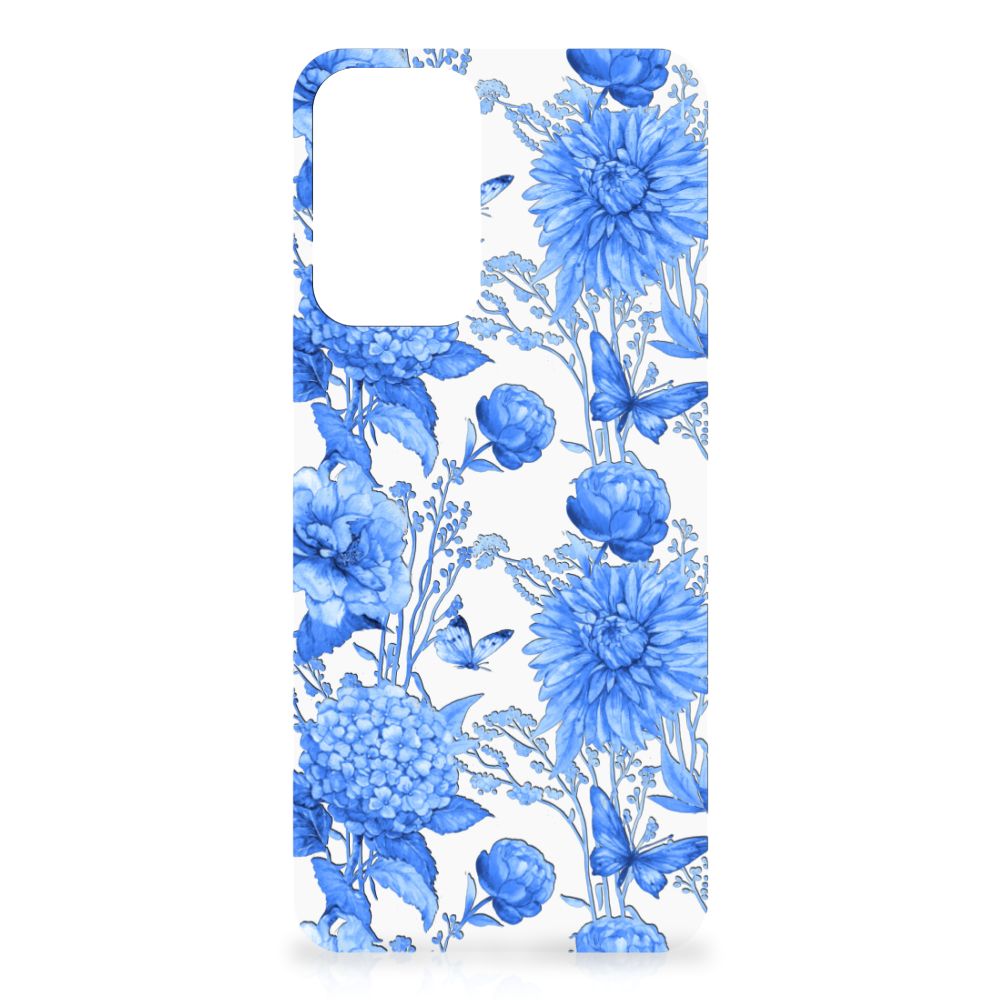 Samsung Galaxy A23 Case voor Samsung Galaxy A23 Flowers Blue aanzicht bloemen blauw