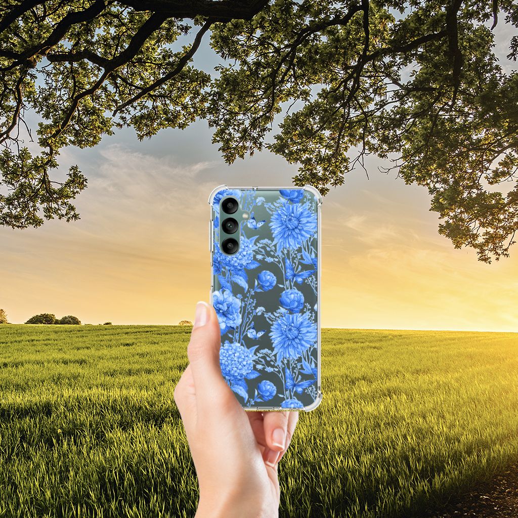 Samsung Galaxy A24 Case voor Samsung Galaxy A24 Flowers Blue achterzijde natuur