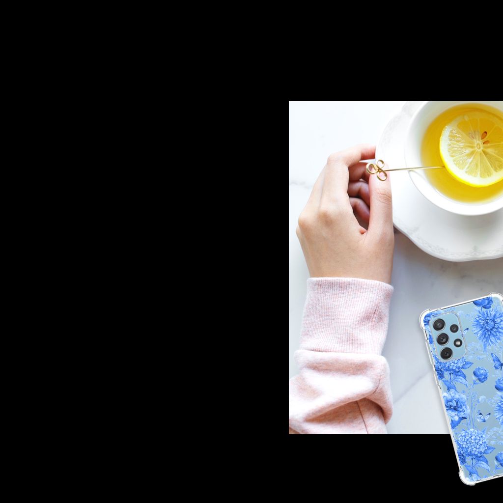 Case voor Samsung Galaxy A73 Flowers Blue B2C Telecom