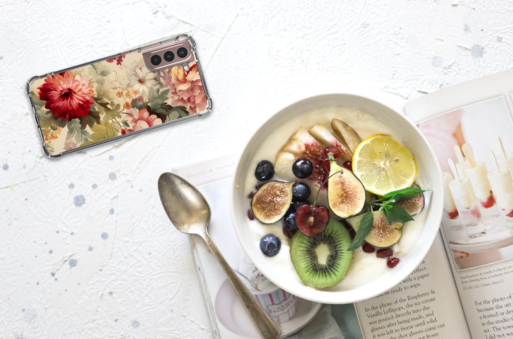 Case voor Samsung Galaxy S21 Plus Bloemen B2C Telecom
