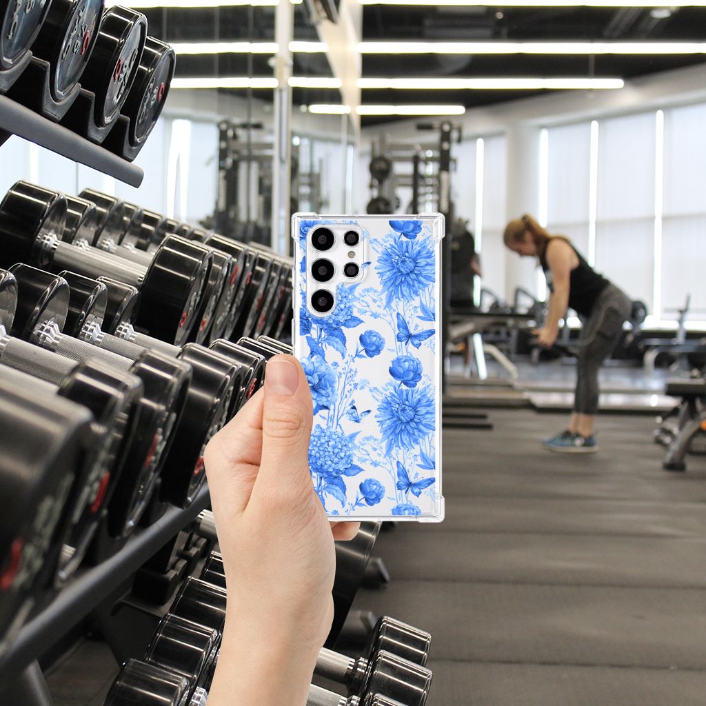 Case voor Samsung Galaxy S22 Ultra Flowers Blue B2C Telecom