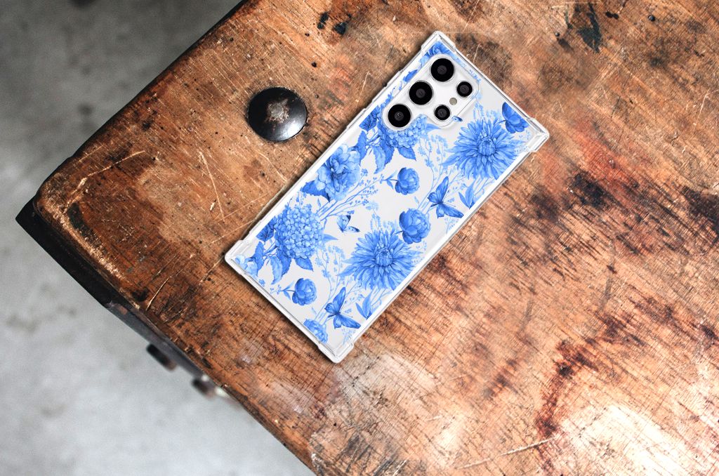 Case voor Samsung Galaxy S22 Ultra Flowers Blue B2C Telecom