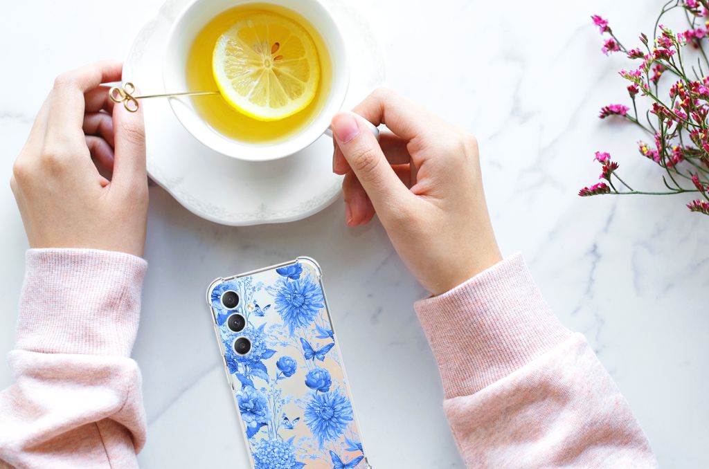 Case voor Samsung Galaxy S23 FE Flowers Blue B2C Telecom
