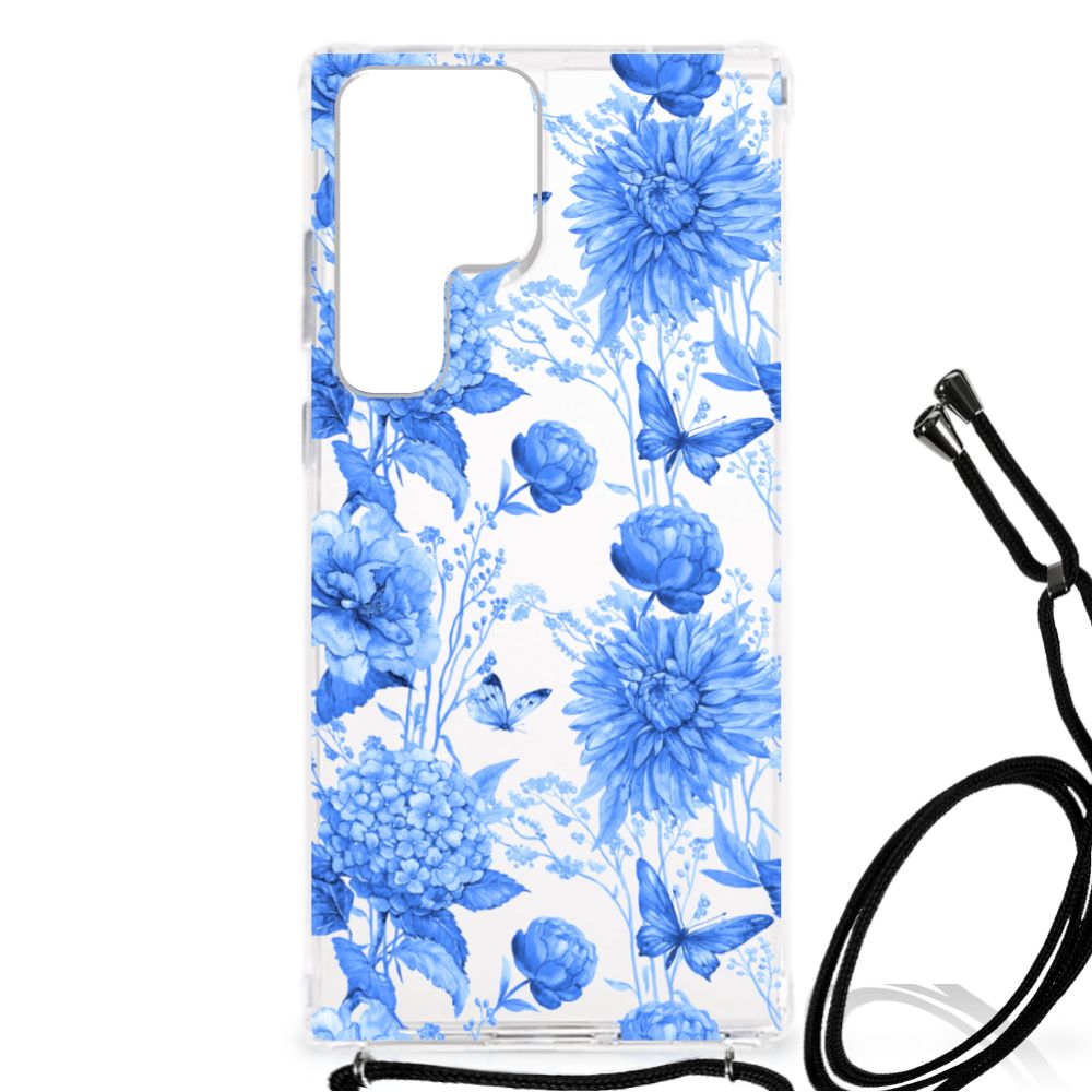 Case voor Samsung Galaxy S23 Ultra Flowers Blue B2C Telecom