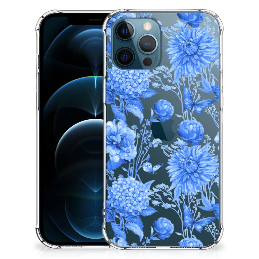 Case voor iPhone 12 | 12 Pro Flowers Blue B2C Telecom