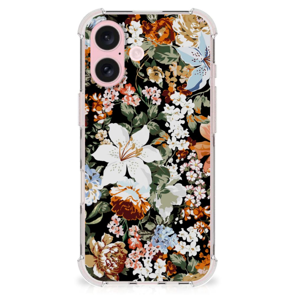 iPhone 16 Case voor iPhone 16 Dark Flowers achterzijde bloemen design
