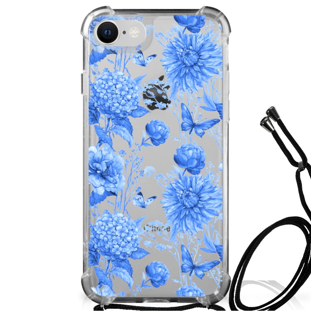 Case voor iPhone SE 2022 | 2020 | 8 | 7 Flowers Blue B2C Telecom