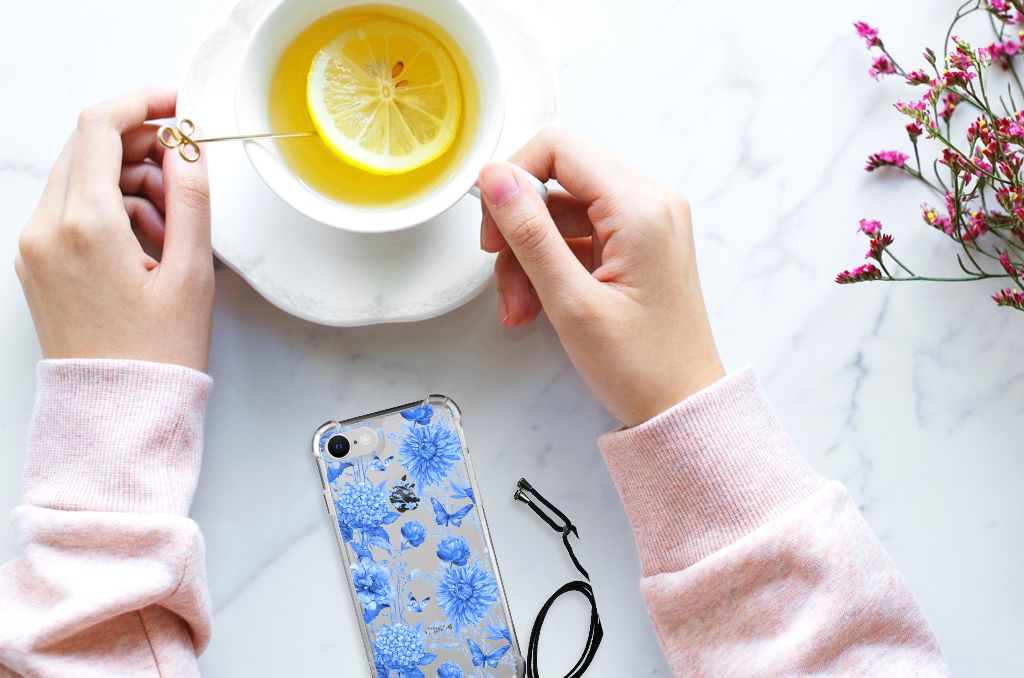 Case voor iPhone SE 2022 | 2020 | 8 | 7 Flowers Blue B2C Telecom