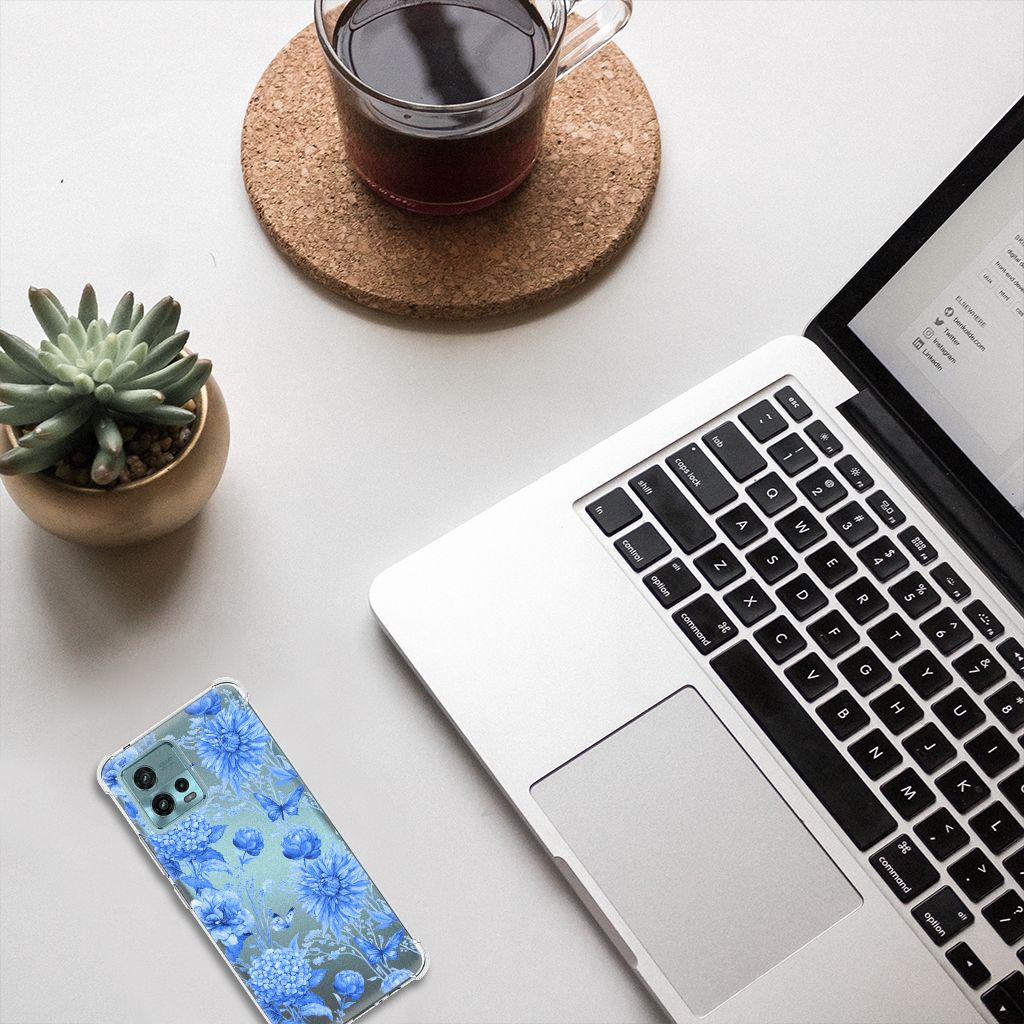 Case voor otorola Moto G72 Flowers Blue B2C Telecom