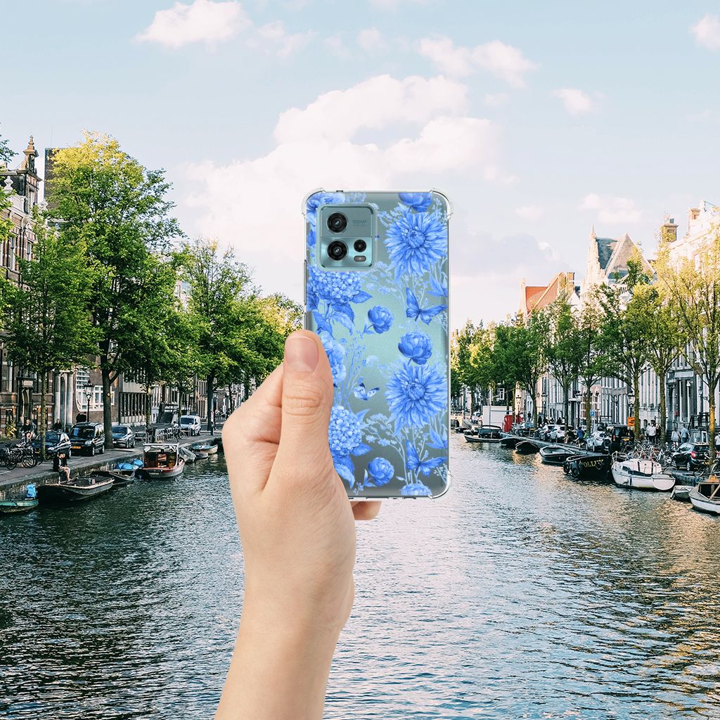 Case voor otorola Moto G72 Flowers Blue B2C Telecom