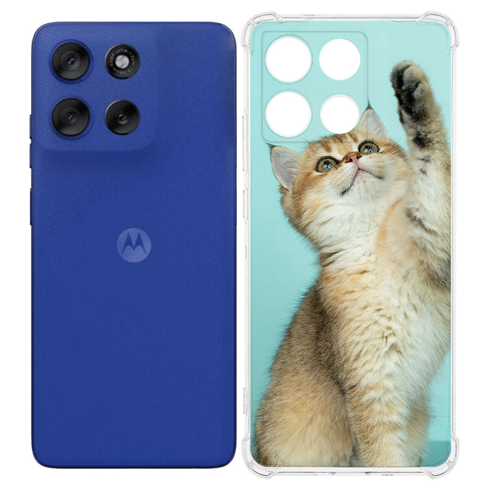 Motorola Moto G56 Custom Telefoonhoesje Anti-Shock TPU Back Cover kat design aanzicht