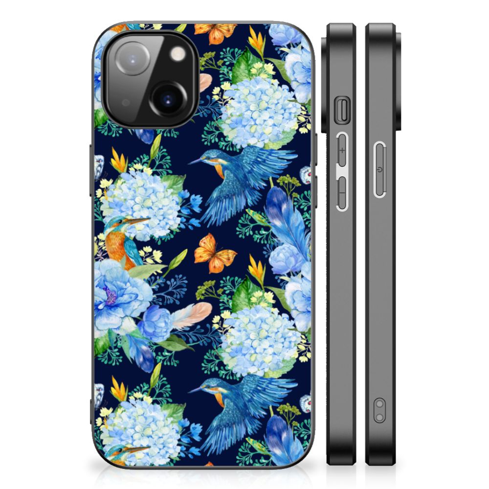 Dierenprint Telefoonhoesje voor Apple iPhone 13 iPhone 14 IJsvogel design kleurrijk aanzicht