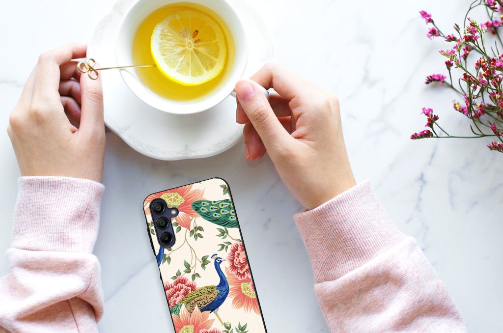 Dierenprint Telefoonhoesje voor Samsung Galaxy A15 Pink Peacock B2C Telecom
