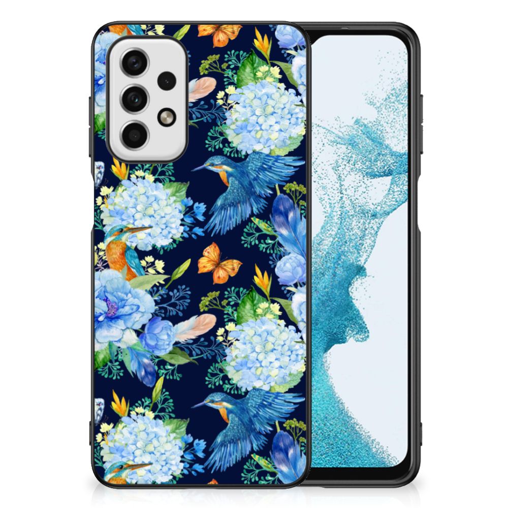 Samsung Galaxy A23 Dierenprint Telefoonhoesje IJsvogel bloemen