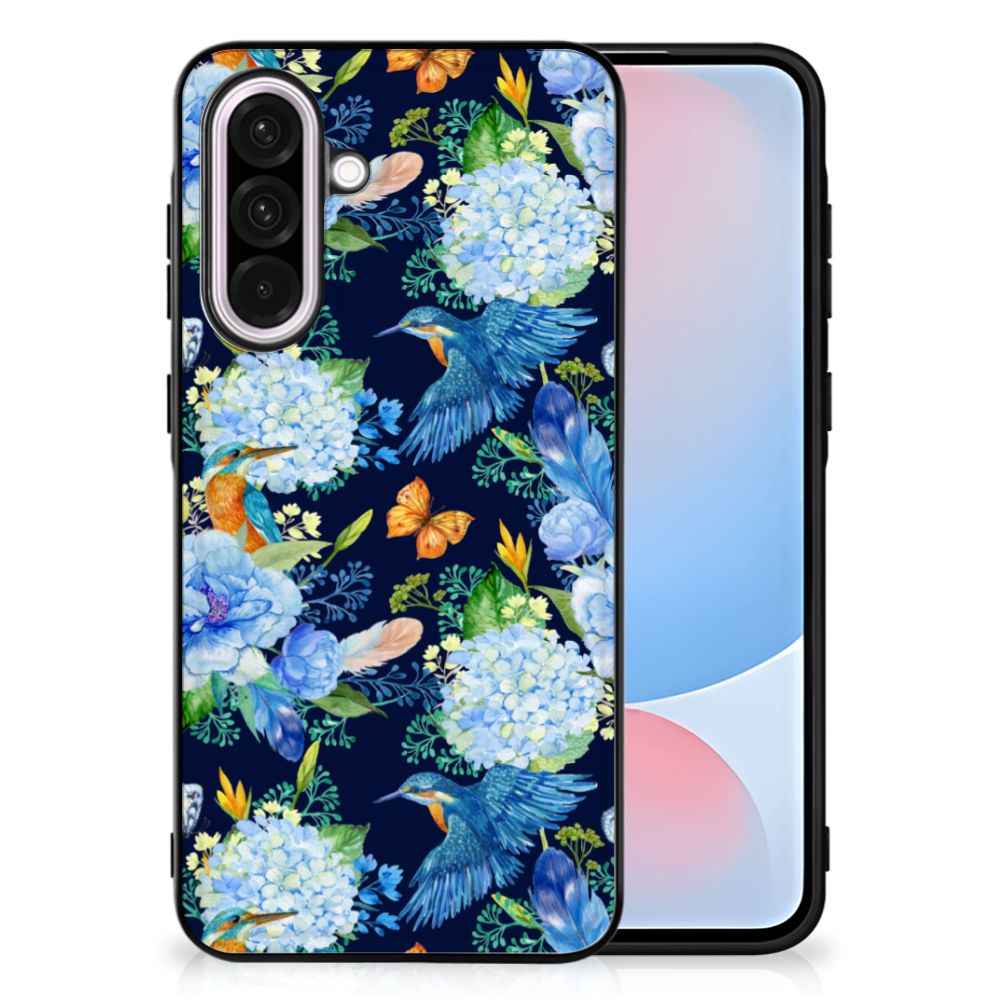 Samsung Galaxy A56 Dierenprint Telefoonhoesje IJsvogel bloemen zijaanzicht