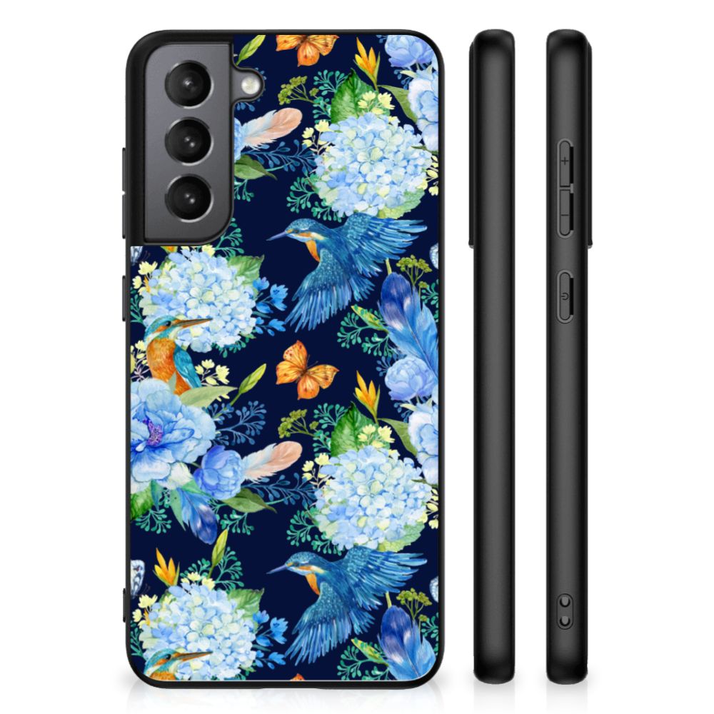 Samsung Galaxy S21FE Dierenprint Telefoonhoesje IJsvogel achterkant zijkanten