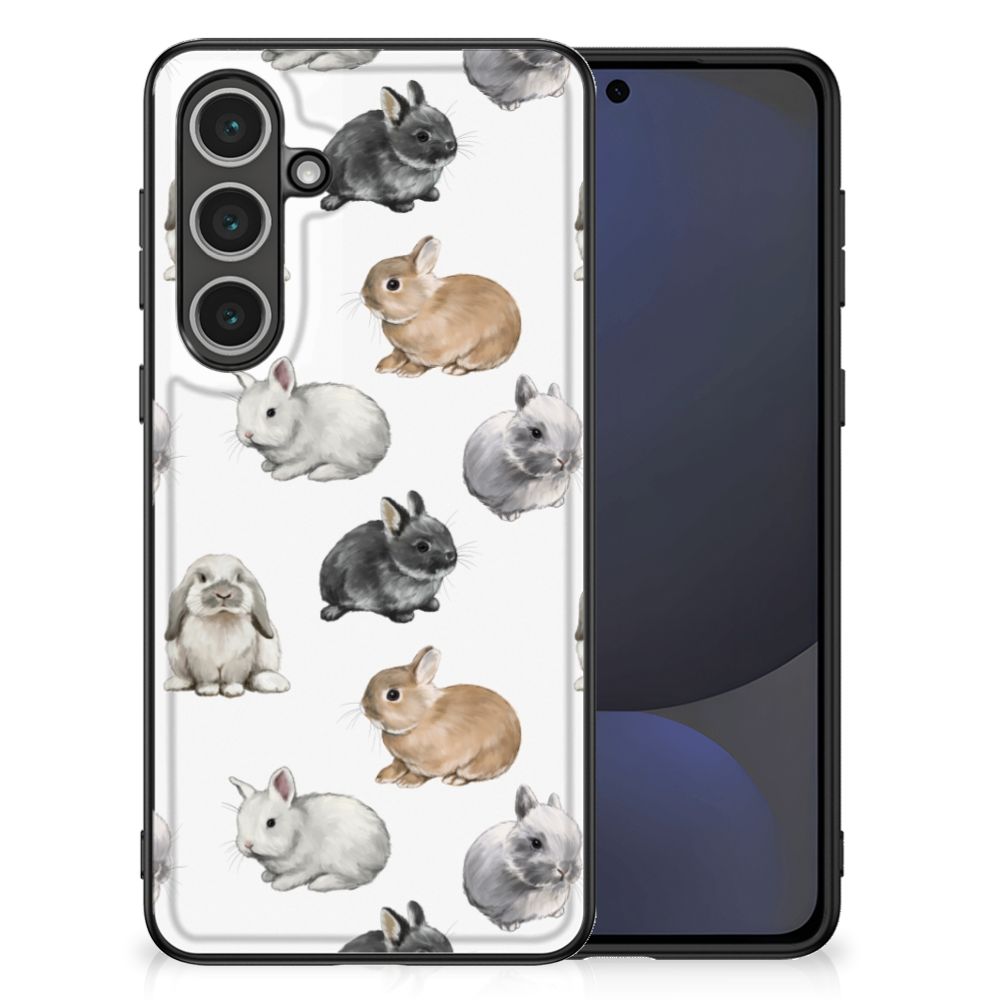 Samsung Galaxy S24 FE Dierenprint Telefoonhoesje Konijntjes vooraanzicht
