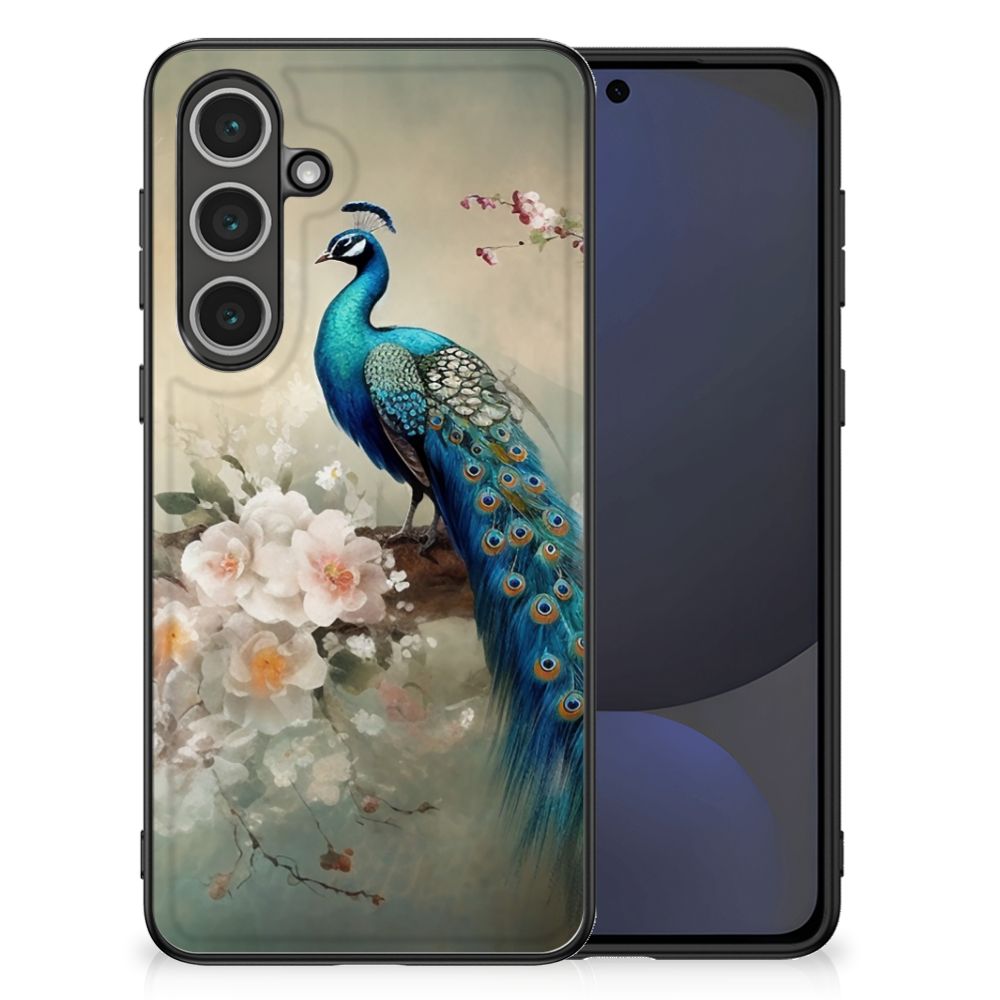 Samsung Galaxy S24 FE Dierenprint Telefoonhoesje Vintage Pauwen voorzijde