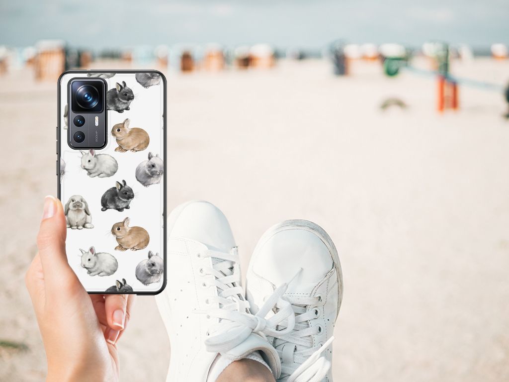 Dierenprint Telefoonhoesje voor Xiaomi 12T | 12T Pro Konijntjes B2C Telecom