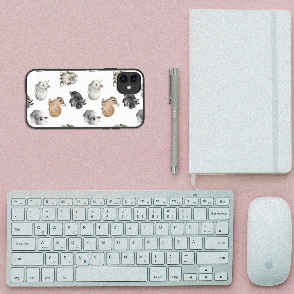 Apple iPhone 11 Dierenprint Telefoonhoesje voor iPhone 11 Konijntjes bovenaanzicht