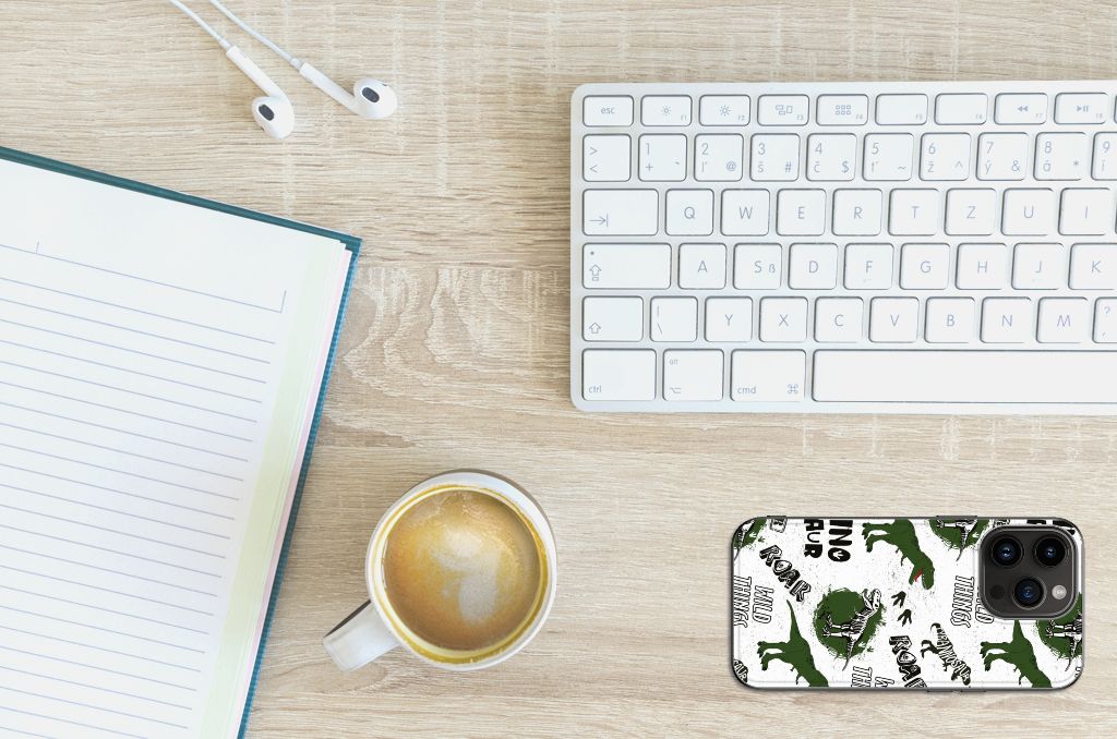 Dierenprint Telefoonhoesje voor iPhone 15 Pro Dinosaurus dino ontwerp bovenaanzicht