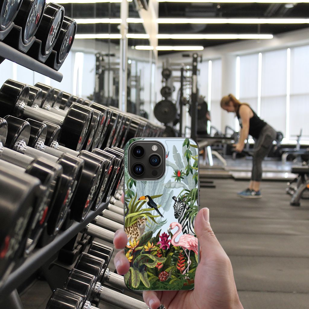 iPhone 15 Pro Max Dierenprint Telefoonhoesje Jungle aanzicht