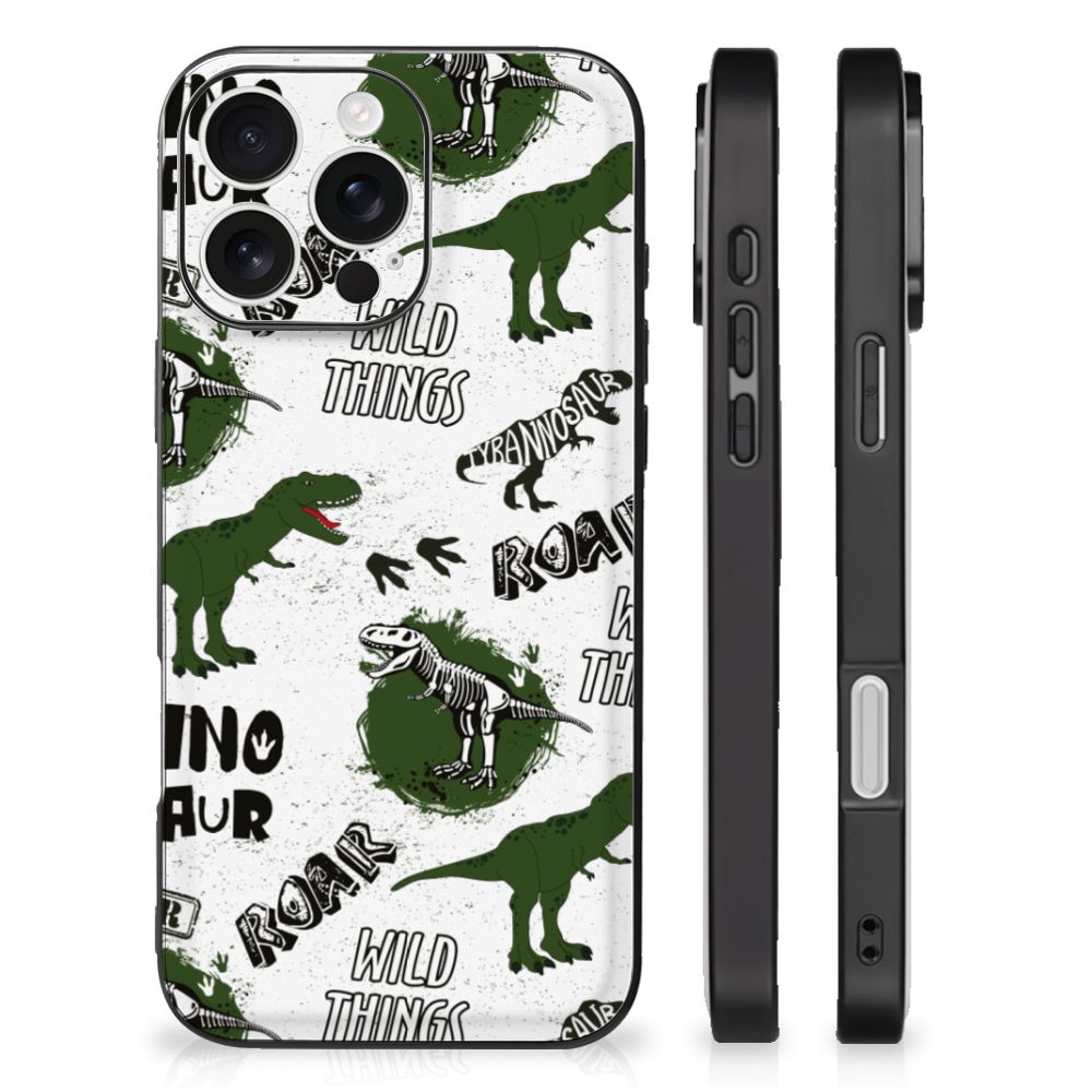 Dierenprint Telefoonhoesje voor iPhone 16 Pro Dinosaurus dinosaurussen design voorkant zijkanten