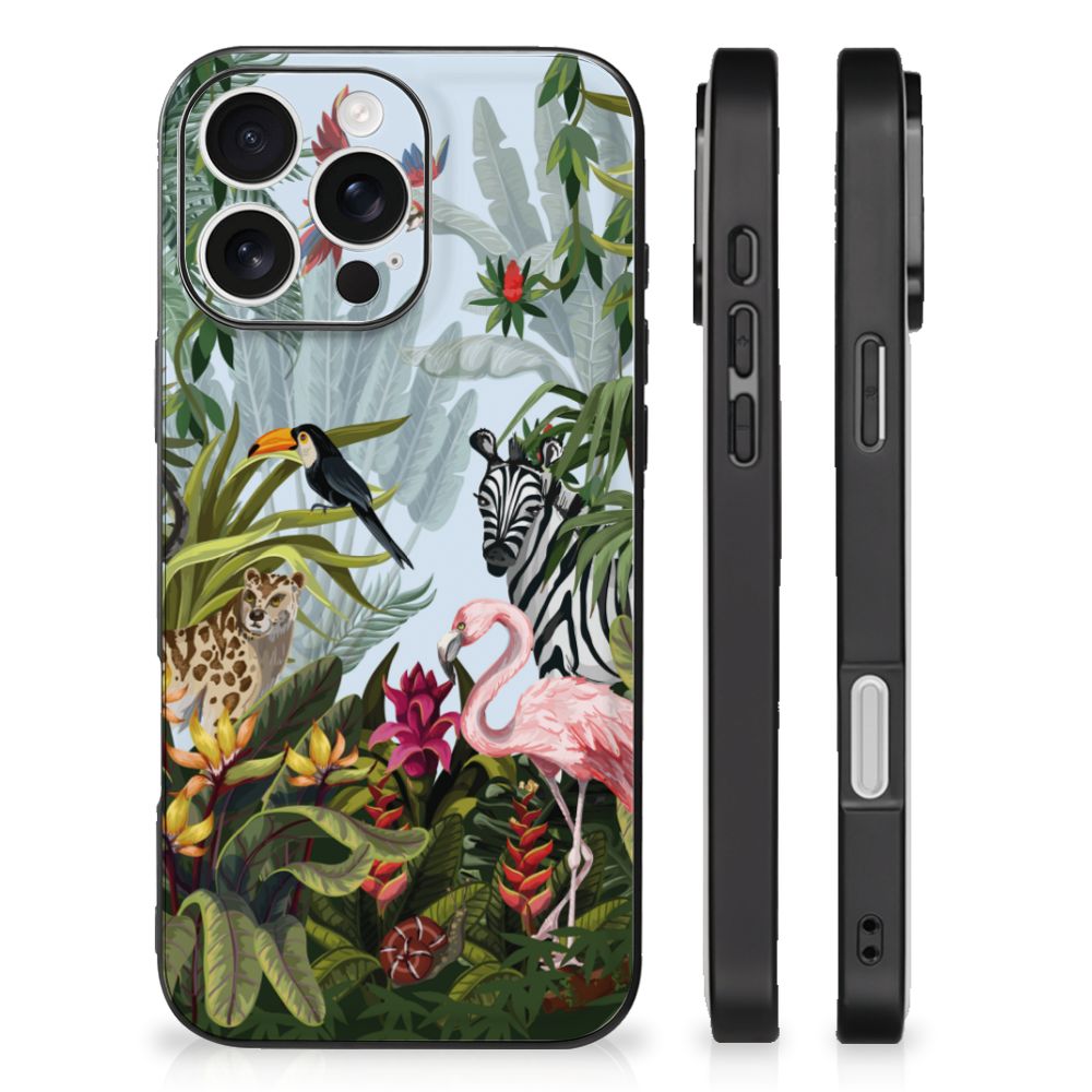 Apple iPhone 16 Pro Dierenprint Telefoonhoesje Jungle voorkant zijkanten