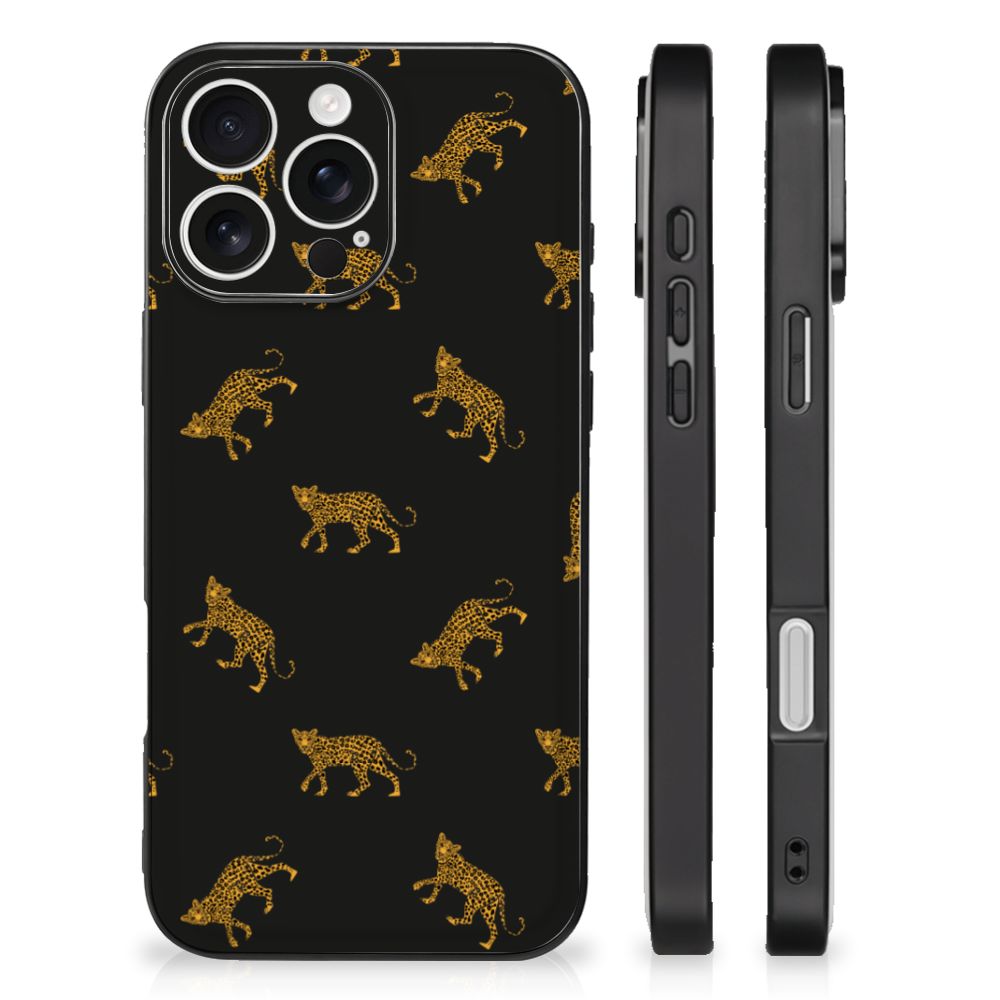 iPhone 16 Pro Dierenprint Telefoonhoesje Leopards voorzijde zijaanzicht