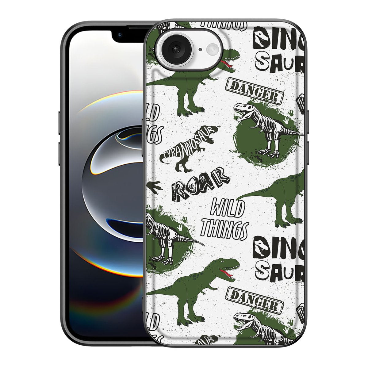 Dierenprint Telefoonhoesje voor iPhone 16e Dinosaurus dino design voorkant