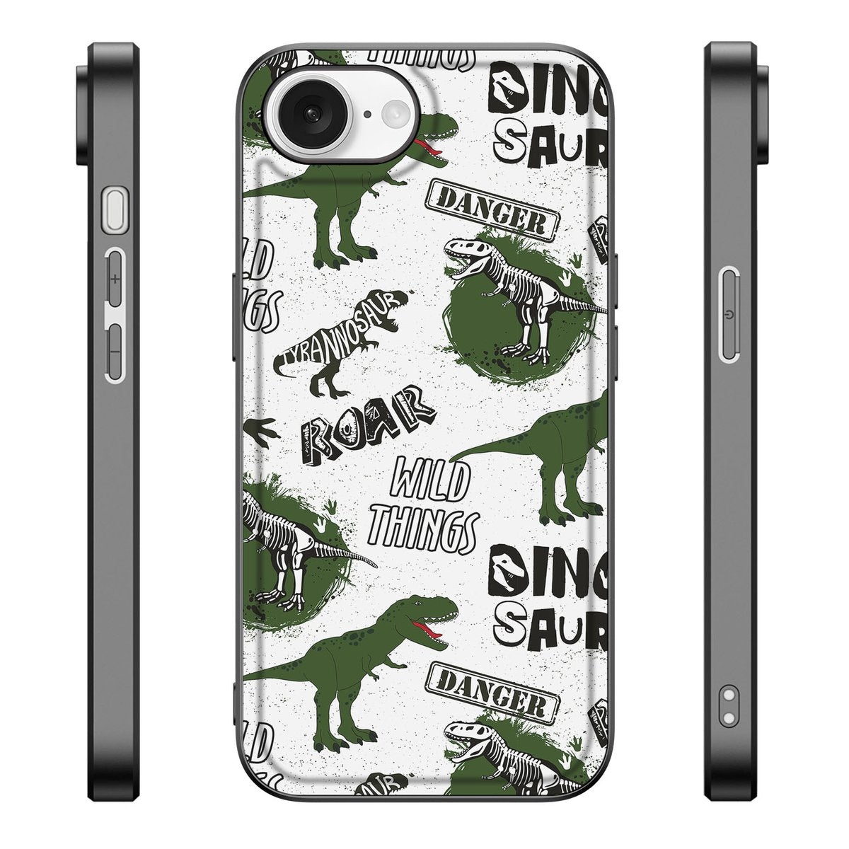 Dierenprint Telefoonhoesje voor iPhone 16e Dinosaurus dino design vooraanzicht