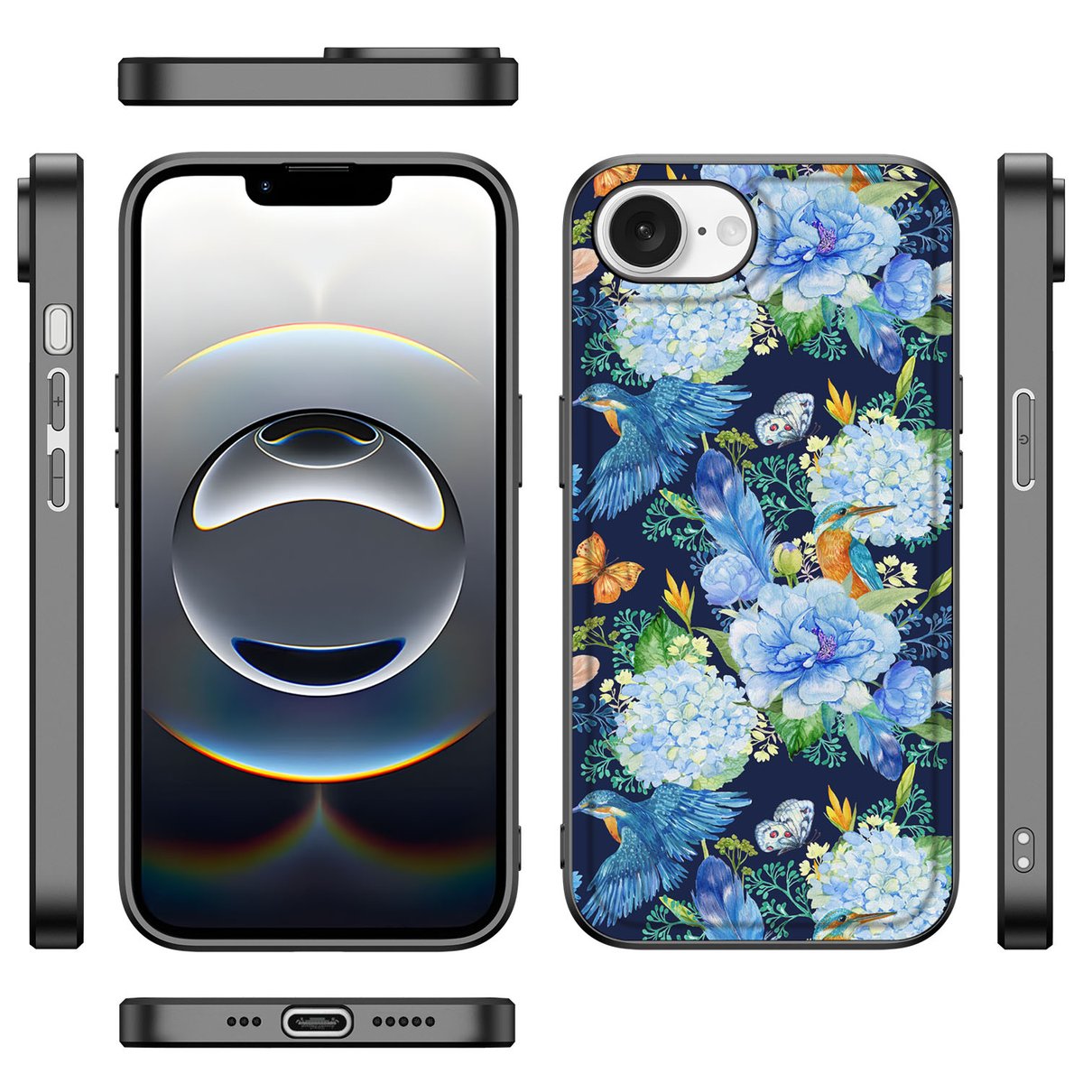 Dierenprint Telefoonhoesje voor iPhone 16e IJsvogel design ijsvogel aanzicht
