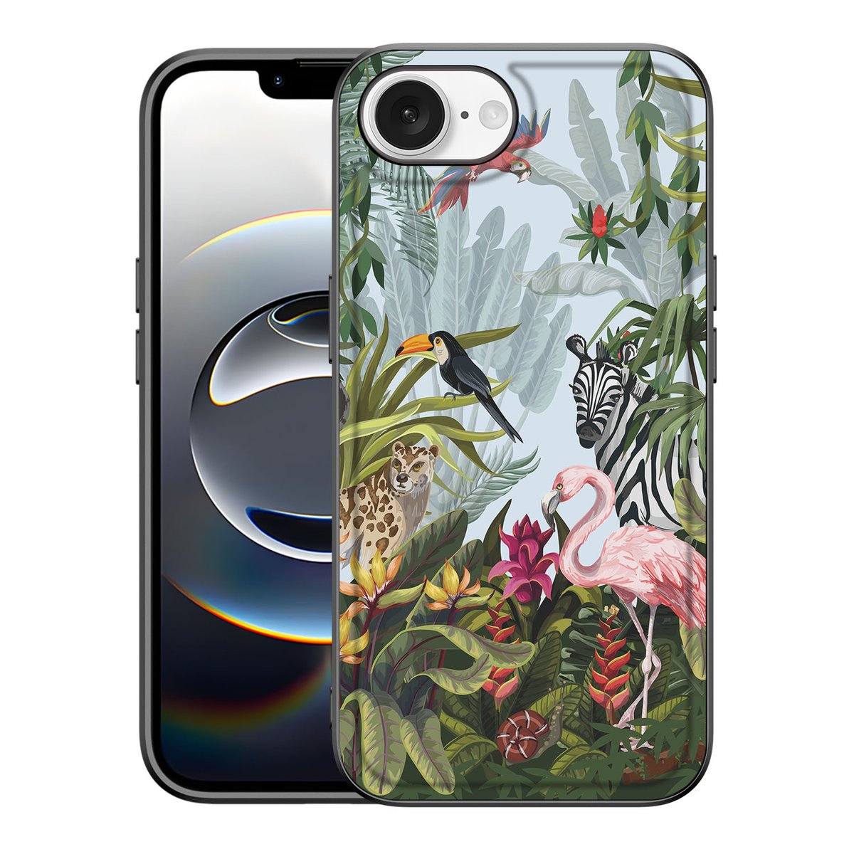 iPhone 16e Dierenprint Telefoonhoesje Jungle achterkant