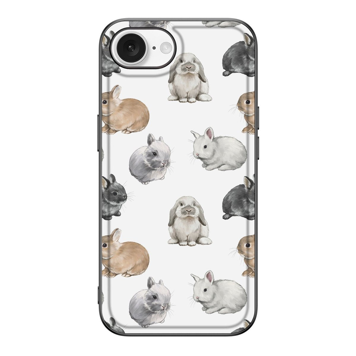 iPhone 16e Dierenprint Telefoonhoesje Konijntjes design voorkant
