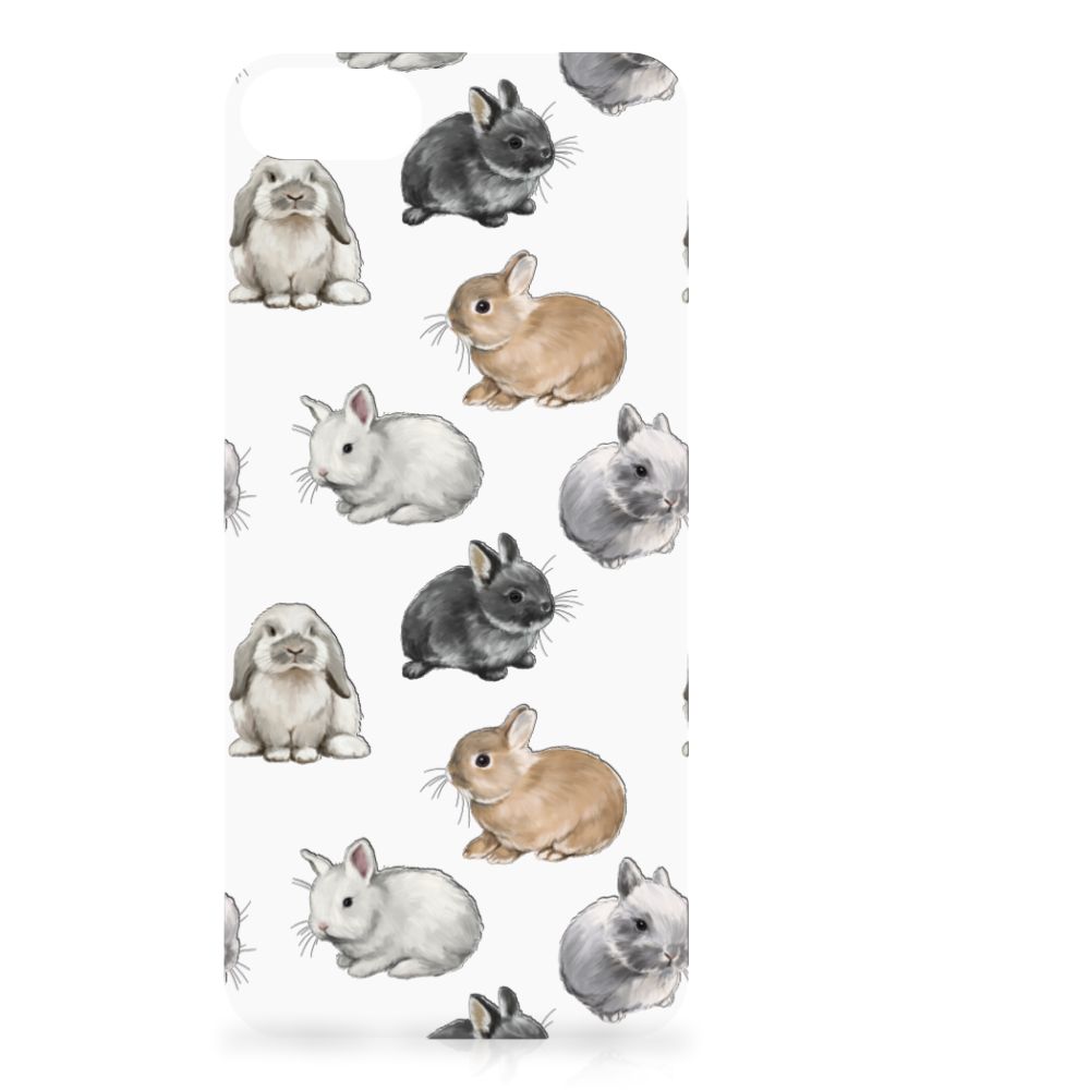 Dierenprint Telefoonhoesje voor iPhone SE 2022 | SE 2020 | 7/8 Konijntjes met schattige konijnen in verschillende kleuren.