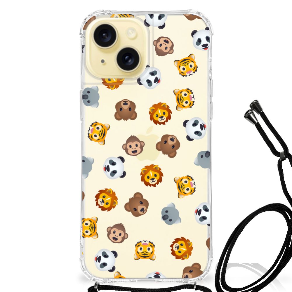 Doorzichtige Silicone Hoesje voor Apple iPhone 15 Dieren Emojis B2C Telecom