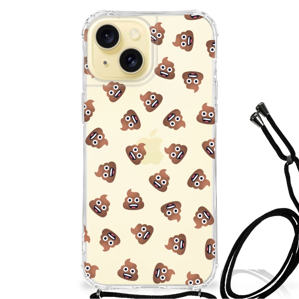 Doorzichtige Silicone Hoesje voor Apple iPhone 15 Poep Emojis B2C Telecom
