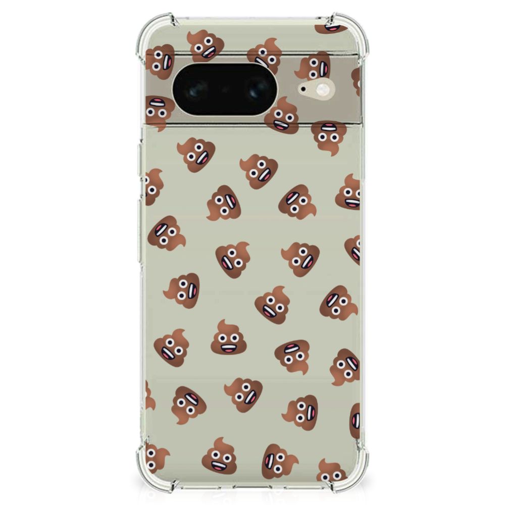 Doorzichtige Silicone Hoesje voor Google Pixel 8 Poep Emojis B2C Telecom