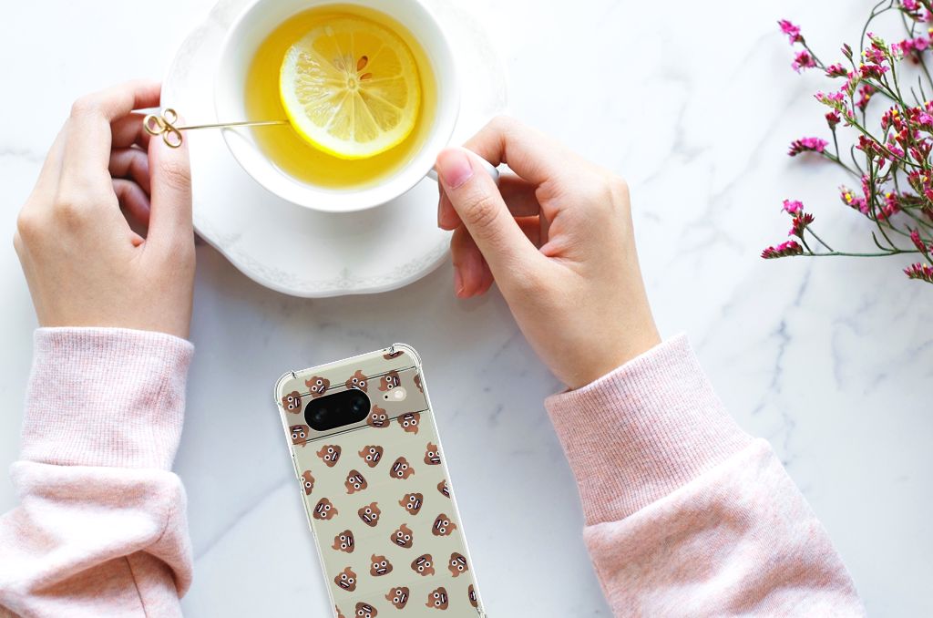 Doorzichtige Silicone Hoesje voor Google Pixel 8 Poep Emojis B2C Telecom