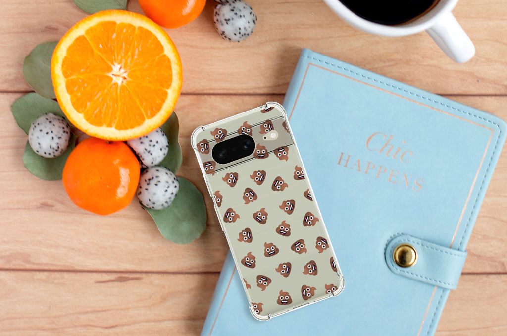 Doorzichtige Silicone Hoesje voor Google Pixel 8 Poep Emojis B2C Telecom
