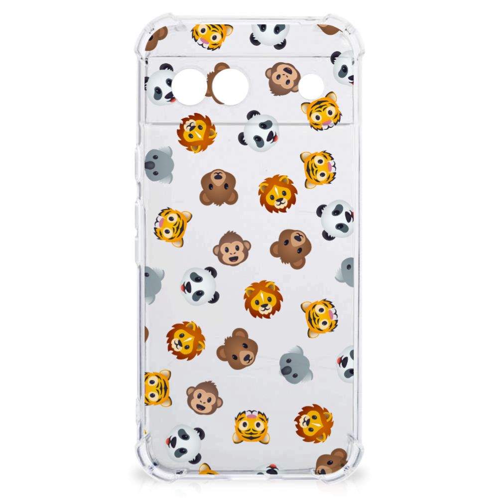 Google Pixel 8A Doorzichtige Silicone Hoesje voor Google Pixel 8A Dieren Emojis voorkant