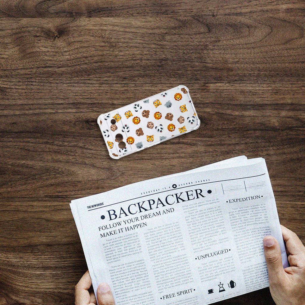 Google Pixel 8A Doorzichtige Silicone Hoesje voor Google Pixel 8A Dieren Emojis aanzicht